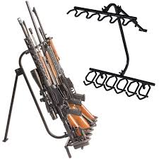 This uniquely patented design features 16 polypropylene (pp) bins (12 large, 4 xl) that slide out easily and lock onto the ventilated industrial strength steel shelves. Folding Metal Gun Rack Hd39 Hold Up Displays