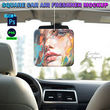 Air Freshener Mockup, Square Car Air Freshener Mockup for Dye Sublimation