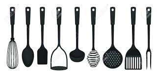 Tagged under black and white, tool, kitchen utensil, line art, cookware and bakeware. Black Kitchenware On White Background Household Concept Cooking Royalty Free Cliparts Vectors And Stock Illustration Image 124252611