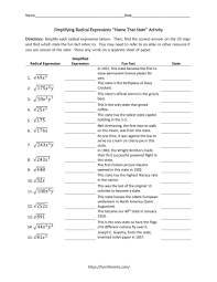 This condition will suppose you too often edit in the spare time more than chatting or gossiping. Simplifying Radical Expressions Name That State Cross Curricular Activity Radical Expressions Simplifying Radical Expressions Expressions Activities