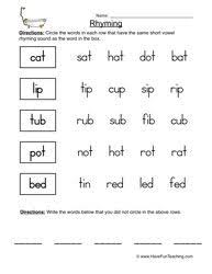 Rhyming Worksheets Have Fun Teaching Rhyming Worksheet Rhyming Words Worksheets Rhyming Words