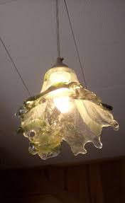 Fused Glass Pendant Light With Pale Green Gold And Clear Glass Glass Pendant Light Glass Light Fixture Fused Glass Pendant