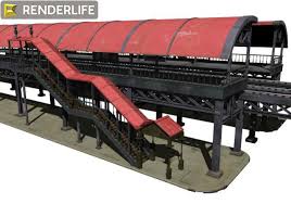 Elevated Train Station 3d Model Model Trains Train Station Model Train Scenery