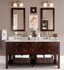 Double Vanity With Storage Underneath Dark Wood Bathroom Bathroom Design Vanity Design