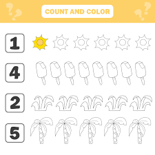 count and color game for preschool children summer items worksheet for kids 4597340 vector art at vecteezy
