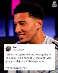 Jadon Sancho is NOT happy about his transfer to Aston Villa 🤣🤣