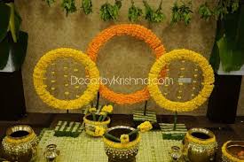 Decorbykrishna Is Taking Orders For Eco Friendly Home Based Events Decor Like Pellikooturu Mehend Flower Decorations Desi Wedding Decor Backdrop Decorations
