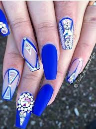 Royal Blue Rhinestone Matte Nails Design Nailart Matte Nails Design Nail Designs Blue Nails This time we'll show you how to decorate your nails with rhinestones and glitter with sources and explanations. matte nails design nail designs