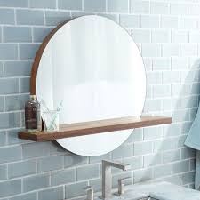 Circular Mirror With Wooden Shelf Found It At Allmodern Solace Mirror Round Mirror Bathroom Bathroom Mirror With Shelf Bathroom Mirror