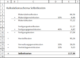 Das kalkulationsschema zeigt die einzelnen kostenbestandteile eines hergestellten produktes an. Selbstkostenkalkulation Mit Excel Buchfuhrung Lernen Buromanagement Lernen Tipps Schule