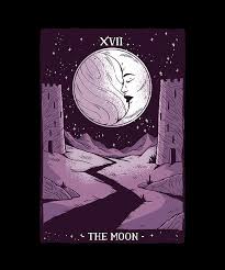 In this card, there is a human face hanging above. Xvii The Moon Tarot Card Gift Digital Art By Philip Anders