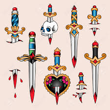+ $7.99 shipping + $7.99 shipping. Set Of Color Tattoos At Traditional Vintage Style Daggers And Knifes Royalty Free Cliparts Vectors And Stock Illustration Image 122758333