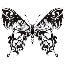 There are also a few black inked music notes in the middle. Tribal Butterfly With Women Playing Music Tattoo Design