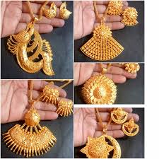 Indian 22k Gold Plated Bridal Necklace 8 Pendant Earrings Variations Set Gold Jewelry Fashion Gold Jewellery Design Necklaces Gold Jewellery Design
