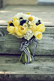Burgundy + navy + green. Blue And Gold Watercolor Inspiration Turned Real Life Vow Renewal Yellow Wedding Yellow Bouquets Wedding Flowers