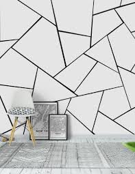 The accent wall is the 6 hex black/white blend. Black White Geometric Glam 1 Wallpaper From Happywall Com White Wall Paint Bedroom Wall Paint Geometric Wall Paint