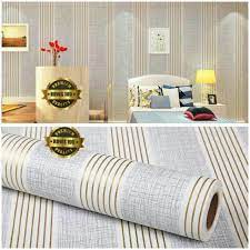 Wallpaper stiker dinding ruang tamu. Wallpaper Sticker Dinding Ruangan Tamu Kamar Termurah Motif Garis Gold Abu Abu Putih Minimalis Shopee Indonesia