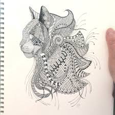 Zentangle Chat In 2020 Tangle Art Art Art Drawings