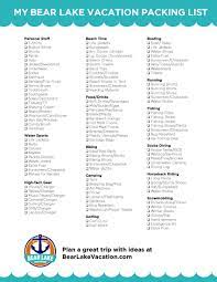 A Handy Packing List For Your Bear Lake Vacation Lake Vacation Packing List Packing List For Vacation Vacation Packing