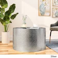 If you have a material of choice, look through a wide range of tables in different materials like marble, glass, wood, and metal. Rache Modern Round Coffee Table With Hammered Iron Silver Walmart Com Walmart Com