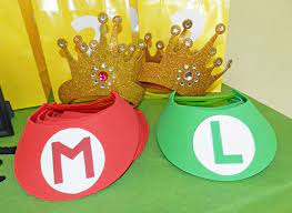 Mario Luigi Hats Princess Peach Crowns All Made Out Of Foamy Hats Mario Bros Party Super Mario Bros Party Super Mario Birthday Party