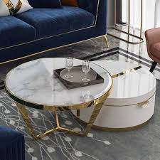 Black White Nesting Coffee Table With Ottomans Faux Marble Coffee Table With Stool Round Wood Coffee Table With Drawer In 2020 Faux Marble Coffee Table Round Wood Coffee Table Coffee Table