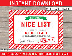 Customize a certificate template with our free online certificate maker in under 2 minutes! Santa S Nice List Certificate Template Approved By Santa Claus