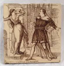 Antique 19thc Wedgwood Ivanhoe Series Sepia Tile Rebecca Repelling The Templar Ivanhoe Sepia Antiques