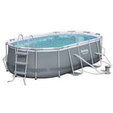 Bestway 4 27m X 2 50m X 1 00m Power Steel Oval Pool Set With 530gal Cartridge Filter 56622 Oval Pool Oval Swimming Pool Backyard Pool