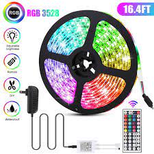 Eeekit 16 4ft 300 Led 3528smd Led Strip Lights Multi Color Changing Led Rope Lights For Bedroom With 44key Remote 12v Dc Power Supply For Home Room Office De Strip Lighting Led