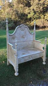 Items Similar To Painted Bench Shabby Chic Bench Cottage Style Bench Bed Bench Local Pick Up On Etsy Painted Benches Chic Furniture Headboard Benches