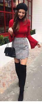Skirt Plaid Outfit Winter Red 43 Ideas For 2019 Plaid Outfits Red Skirt Outfits Outfits Invierno
