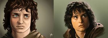 I tried to paint Frodo Baggins from the Shire. After 6 attemps i give up to  paint his eyes