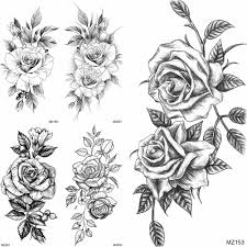 See more ideas about drawings, easy flower drawings, easy drawings. Pencil Sketch Flower Temporary Tattoos Sticker Waterproof Black Rose Tatoos Women S Fashion Body Art Arm Tatoos Decal For Adult Temporary Tattoos Aliexpress