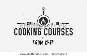 Cooking Courses Vintage Logo Cooking Class Template Emblem With Forks And Frying Pan Modern Design Poster Labe Text Logo Design Vintage Logo Cooking Courses