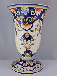 Vase Publicitaire La Voix Du Nord En Desvres Gabriel Fourmaintraux Haut 20 5cm