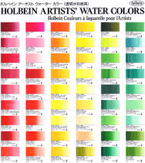 holbein artists watercolur paint hand painted color chart