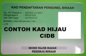 Berkuatkuasa mulai 15 oktober 2019, cidb malaysia memperkenalkan kad pintar pendaftaran personel binaan baharu yang telah dinaiktaraf seiring dengan kemajuan teknologi. Kelebihan Memiliki Kad Hijau Cidb