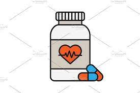 Pills Bottle With Heart Color Icon Pill Bottles Pills Bottle