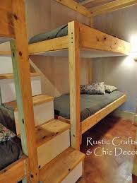 They fit neatly in the corner of a room, leaving the rest of the room for play. Diy Double Bunk Bed Design Bunk Beds With Stairs Bunk Bed Plans Bunk Bed Designs
