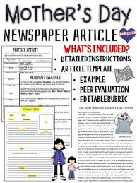 Mother S Day Newspaper Article Writing Options Template Rubric Writing Activities Articles For Kids Writing Units