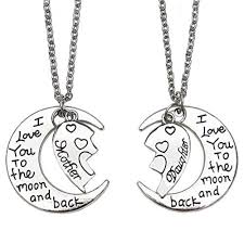 Mom Daughter Set Half Heart Love You To The Moon And Back Charm Necklaces Handmad Daughter Necklace Set Mother Daughter Necklaces Set Mom Daughter Necklace