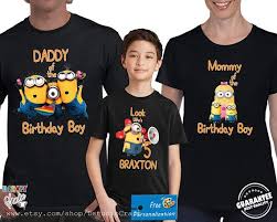 Birthday Boy Family Birthday T Shirt Design Minion Theme Birthday Party Family Set T Shirt Minion Festa Menino Festa Meninas