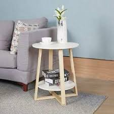 Small side table, used at the end of a sofa or beside a chair. Small Round Side Table With Storage Shelf Tea Coffee Lamp Stand Modern Furniture 8852090441766 Ebay