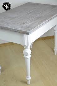 Diy Painting The Table With Chalk Paint Table Top With The White Wash Method Chalk In 2020 Painted Table Tops White Painted Furniture Distressed Wood Furniture