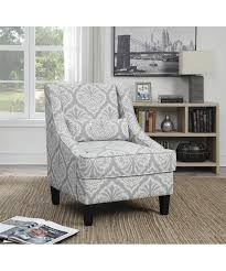 By jayden creation (10) ponder upholstered velvet lounge chair in gray. Transitional Light Grey And White Jacquard Accent Chair