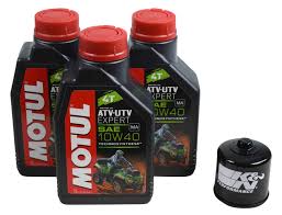 The type of oil you should use depends a lot on the outside temperature in the area you are running it in. Kawasaki Mule 4000 4010 Synblend Engine Oil Change Kit Motul 10w 40 K N Filter Ebay