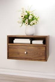 Diy floating shelves solid wood. Floating Nightstand With Drawer And Open Shelf Walnut Wood Etsy Bedroom Night Stands Floating Shelves Bedroom Nightstand Decor
