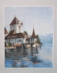 Castle In Switzerland Watercolor Painting Painting By Tetyana Vysochynska Saatchi Art