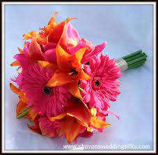 Bright Pink Gerber Daisies And Orange Tiger Lilies Great Bridesmaid S Bouquet For Mine I D Lo Daisy Bouquet Wedding Wedding Flowers Gerber Daisy Wedding